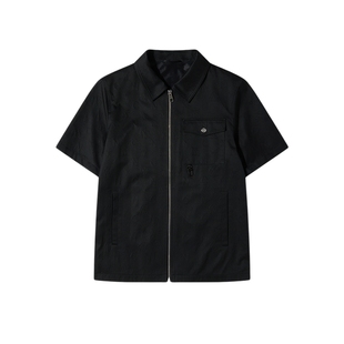 CNC男装奥莱春夏新款男士短袖翻领衬衫外套轻薄时尚短T男款上衣