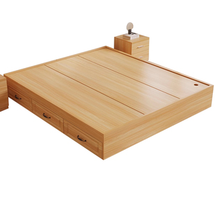 无床头板式床家用榻榻米储物床小户型单双人床现代简约高箱收纳床