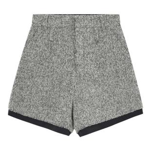 【清仓直降】飘蕾深灰色绵羊毛短裤冬季直筒职场通勤休闲显瘦阔腿