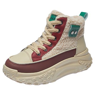 高帮老爹鞋女2025冬季新款加厚加绒保暖棉鞋百搭厚底复古休闲女鞋