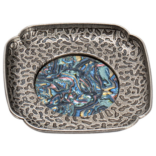 恬静生活中式缎纹合金杯垫带收纳架组合装隔热茶杯托防滑金属茶碟