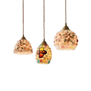 美式复古彩色贝壳玻璃小吊灯法式蒂梵尼床头餐厅玄关走廊民宿吊灯