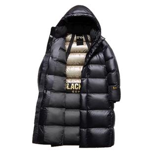 黑金鹅绒羽绒服冬季男女同款东北户外超厚保暖长款过膝加厚极寒服