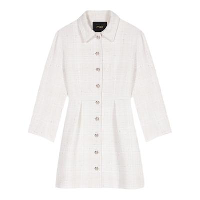 Maje休闲翻领修身短款花呢连衣裙