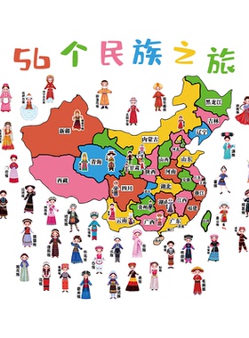 幼儿园56个民族大团结文化墙贴