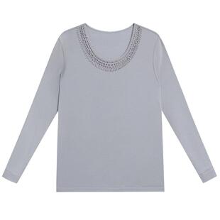 爱慕燚暖衣亲肤暖绒保暖内衣女秋冬含羊绒圆领长袖上衣AM72A241