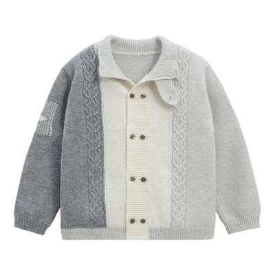 whitewheat拼色羊毛开衫针织衫