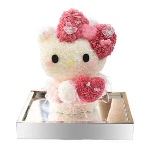 情人节礼物哈喽hellokitty永生花真花凯蒂KT猫摆件送女友闺蜜生日