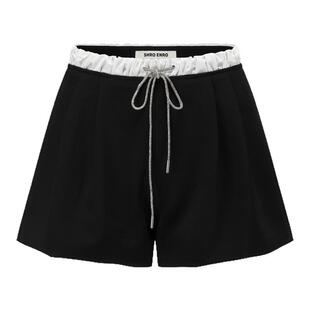 SHRO ENRO女士佩拉斯特海滩满钻抽绳缎面抽褶撞色短裤银泰301469