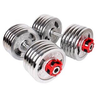 电镀实心铁哑铃大重量奥杆哑铃100公斤可拆卸男士家用健身大孔5CM