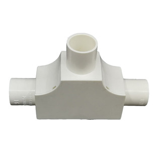 联塑PVC阻燃管有盖三通16/20/25/32/40/50方形三叉带盖3/4/6分