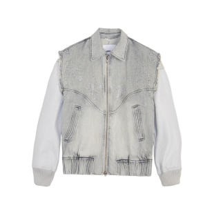 JNBY/江南布衣秋冬牛仔马甲宽松翻领个性潮流拼接外套女5M0C21120