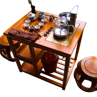 实木小茶桌椅组合小户型简约家用阳台功夫新中式移动乌金石小茶台