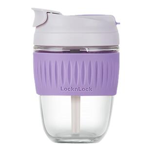 乐扣乐扣新款玻璃杯女生高颜值水杯便携式随行双饮口吸管杯大容量