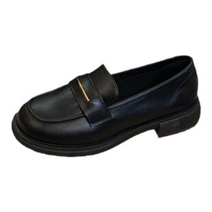 英伦风小皮鞋女2026春季新款百搭哑光乐福鞋黑色平底软底jk单鞋