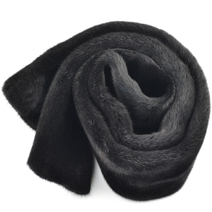 进口天鹅绒水貂皮草长短款围巾印花水貂毛皮草围巾披肩裘皮毛围脖