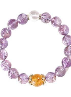 紫水晶手链步步高升女紫色水晶女