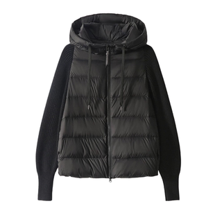 白鹅绒羽绒服女25新春显瘦贵族姿态连帽针织拼接外套 YRA583906VG