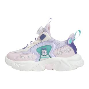 巴布豆女童鞋二棉加绒2025秋冬新款网面皮面女孩休闲儿童运动学生