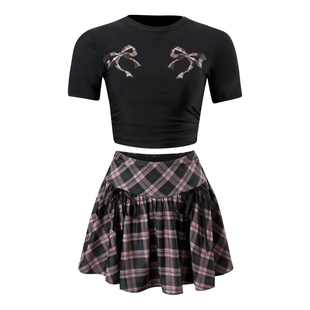 泳衣女美式复古甜酷辣妹分体裙式保守微胖女孩遮肉高级感温泉泳装