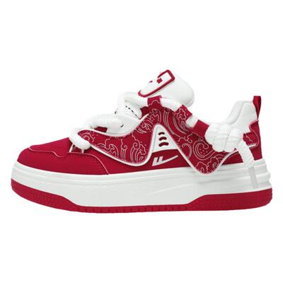 回力官方旗舰店男鞋红色面包板鞋