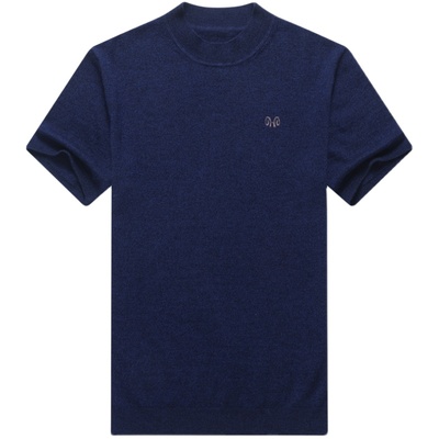 秋冬季修身羊绒半高领短袖针织衫