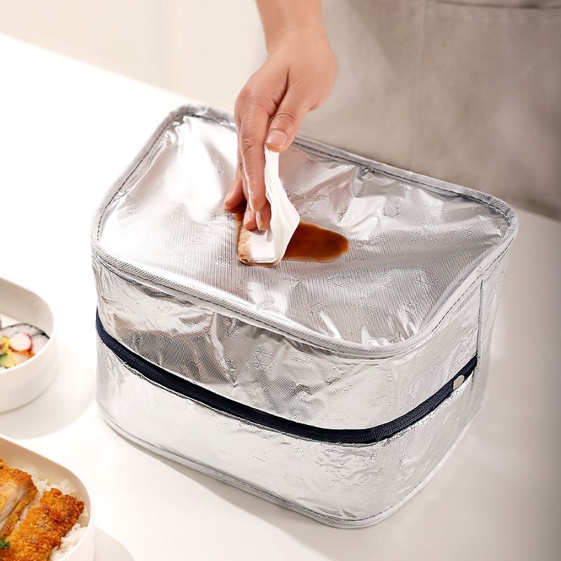 新款卡通饭盒袋上班学生包野餐露营便当包饭加厚手提保温打包带