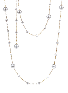 满天星长款双层多层叠戴珍珠项链