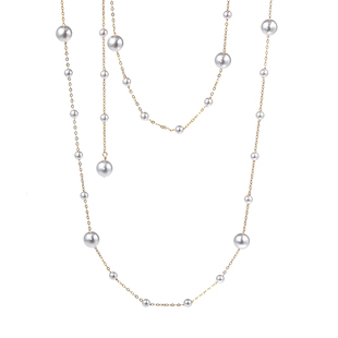 满天星珍珠项链长款多层叠戴锁骨链胸链小众轻奢高级气质18K颈链