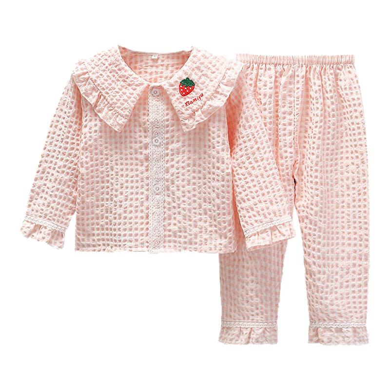 新品公主纯棉纱女童睡衣套装