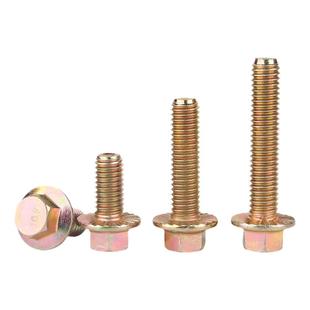 10.9级高强度外六角法兰面螺丝发黑带齿螺栓加大带垫螺钉M6M8-M20