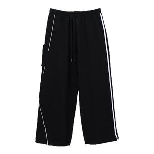 CBXLAB街舞潮牌黑色嘻哈不对称拼接运动裤爵士辣妹春季香蕉长裤潮