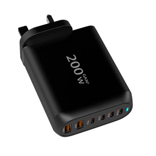 英标100w四口200W双usb双typec手机充电器八字脚三孔三六口双口澳洲充火车站USB-C快充三通用排插座多孔插头