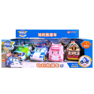 POLI变形警车珀利救援车队长安巴救护罗伊消防海利惯性滑行玩具车