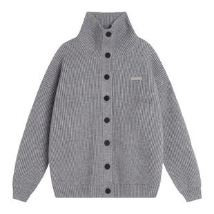 INSstudios 国潮情侣美式「粗棒针织高领毛衣」宽松开衫上衣外套