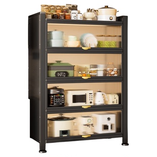 厨房橱柜微波炉置物架落地一体家用多层防尘收纳柜子大容量储物柜