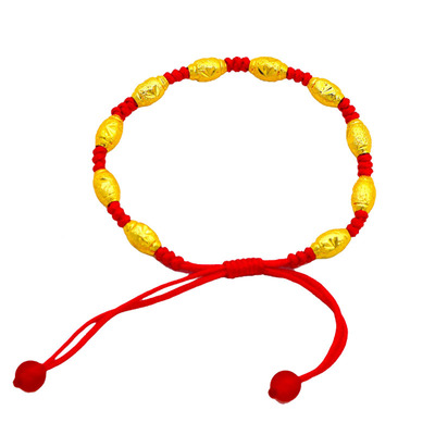 本命年红绳编织手链黄金越南沙金