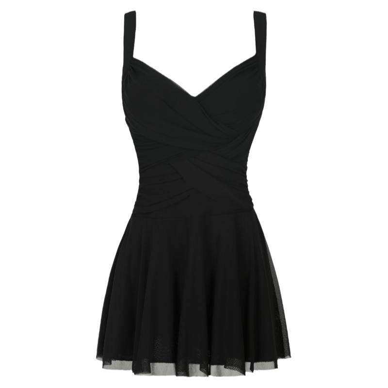 夜场V领显瘦网纱足疗按摩spa短裙