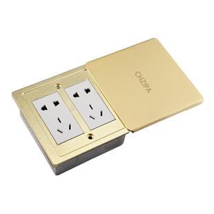 超薄地插座全铜防水平推滑盖式配35高底盒网络电话电源不锈钢地插