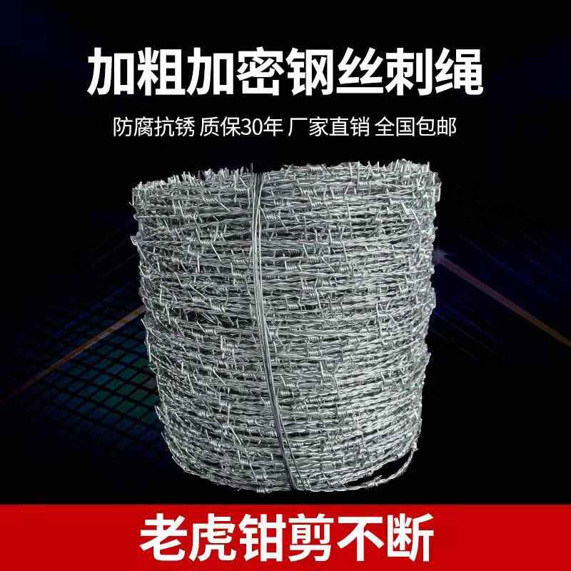钢丝刺绳防小偷防不锈钢爬野兽刺网围栏防防盗围墙铁蒺藜刺网隔离