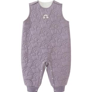 宝宝背带裤秋冬夹棉加厚保暖背心棉服哈衣冬季幼儿衣服婴儿连体衣