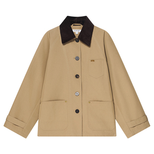 COVERINS巴恩风工装外套女宽松灯芯绒翻领夹克CC35110028