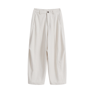 「GRNL」阿拉丁灯笼裤 弧线型分割400克肌理垂感灯芯绒男女廓形裤