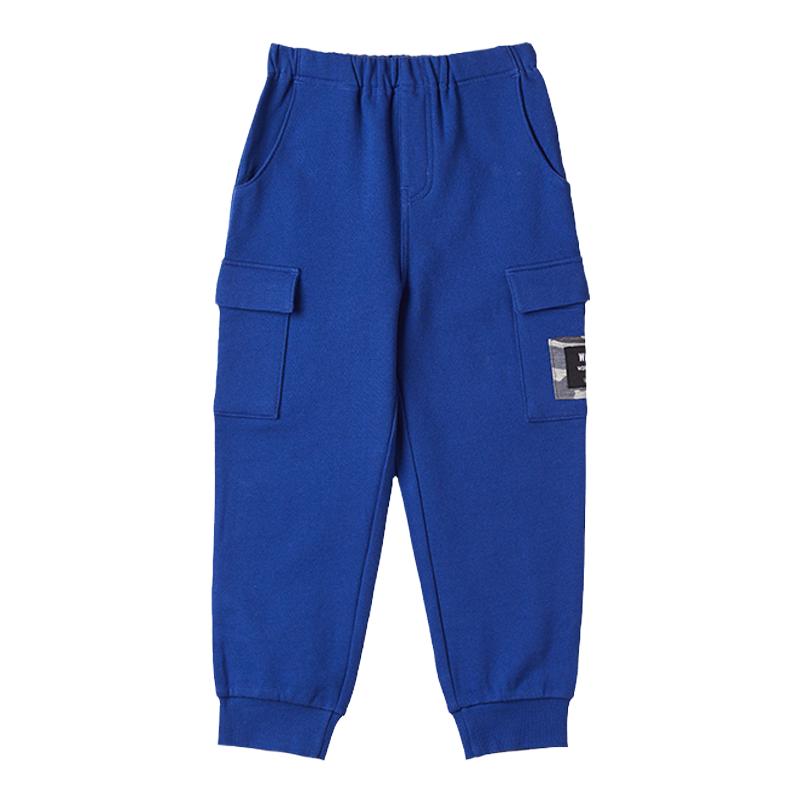 千趣会童装秋冬男童工装口袋设计内侧起毛棉质休闲裤长裤