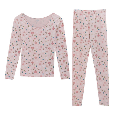 顶瓜瓜纯棉秋衣女士薄款内衣套装