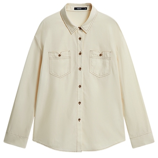 KBNE法式复古莱赛尔亚麻长袖衬衫女装2026春季新款衬衣设计感上衣