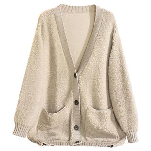 奥莱专柜品牌撤柜正品 HZ冬装2025新款 简约羊毛中长款开衫毛衣女