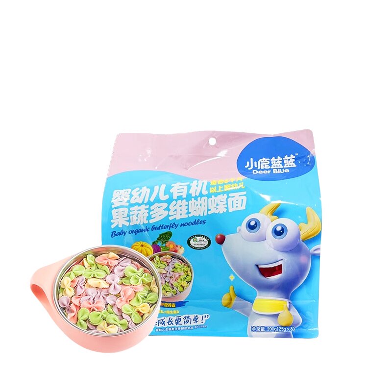 小鹿蓝蓝无盐配方造型果蔬蝴蝶面