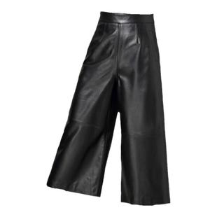 真皮皮裤女阔腿裤2025新款秋冬海宁绵羊皮九分高腰直筒七分长裤皮