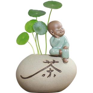 粗陶陶瓷水培小花盆花插花瓶文艺博古架茶具小摆件装饰品鱼缸造景